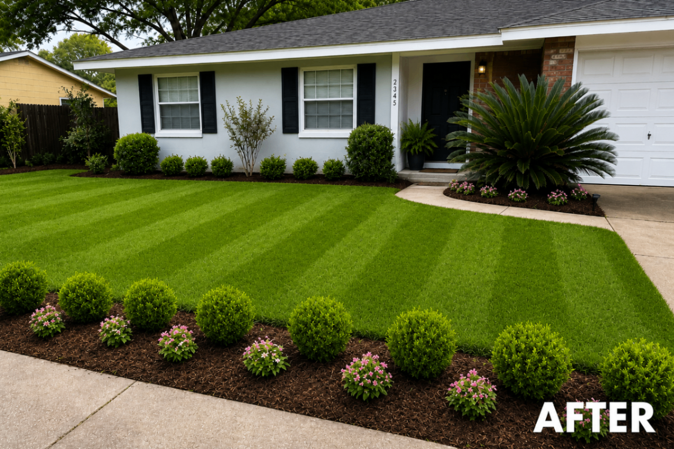 Pristine lawn maintained by Oslan Customs